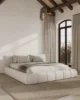 Mirela Off White Upholstered Platform Bed in UAE – Zohaib Furniture